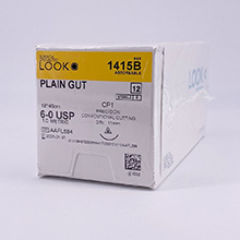 LOOK 6-0 Plain Gut Plastic Surgery Suture, 18"/45cm, CP1, 11mm 3/8 Circle. MFID: 1415B