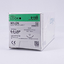 LOOK 6-0 Nylon Plastic Surgery Suture, Black Mono, 18"/45cm, C22, 16mm 3/8 Circle. MFID: 915B