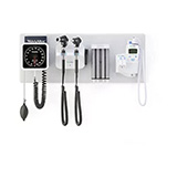 Welch Allyn 777 Integrated Wall System: PanOptic Plus LED Ophthalmoscope, MacroView Plus LED Otoscope for iExaminer, Sphyg, Specula Dispenser, SureTemp Plus Thermometer. MFID: 777-PM3WAS-US