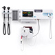 Welch Allyn CONNEX Integrated Wall System: Masimo SpO2, MacroView Otoscope, PanOptic Ophthalmoscope, SureTemp Plus, ThermoScan PRO 6000. MFID: 85MTVE3-US