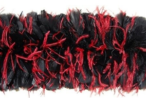 Red and Black Turkey Ruff Boa w/ Ostrich