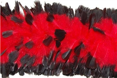 A Red and Black Oversized Turkey Ruff Boa Two-Tone