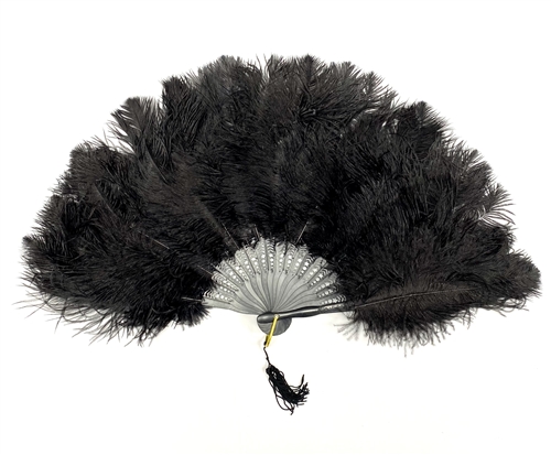 Ostrich Feather Fan Large Dance Fans White Black – VINTAGEPOST