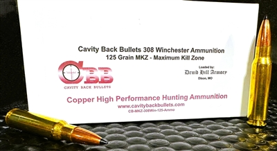 Cavity Back 308 Winchester 125 grain MKZ ammunition