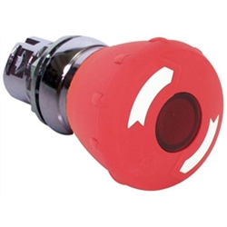 Sprecher + Schuh D7M-LMT44PN7RX03 - Pushbutton, Metal, 40mm Mush. 2-Pos., Illuminated, Twist-Release, Red Lens, 240V AC LED, 3NC
