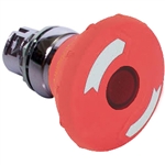 Sprecher + Schuh D7M-LMT64PN7RX20 - Pushbutton, Metal, 60mm Mush. 2-Pos., Illuminated, Twist-Release, Red Lens, 240V AC LED, 1NO 2NC