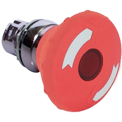 Sprecher + Schuh D7M-LMT64PN5RX01S - Pushbutton, Metal, 60mm Mush. 2-Pos., Illuminated, Twist-Release, Red Lens, 120V AC LED, GCB