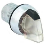 Sprecher + Schuh D7M-LSB37PN5WX20 - Selector Switch, Metal, 3-Position, Std. Knob, Spring left/right, Illuminated, Clear, 120V AC LED, 2NO