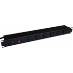 Hammond Mfg 1583H6B1BK - 15A 6 Outlet Strip w/ switch, 15 ft. cord - Outlets Back - Black