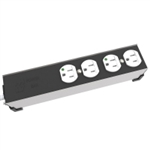 Hammond Mfg 1584T4DH6 - "Medical" 15A H.D. 4 Outlet Strip w/ switch, 6 ft. cord - Outlets Front - Black