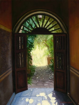 "Sunlit Doorway, San Miguel", Original Oil Painting by Lisa Bloomingdale Bell