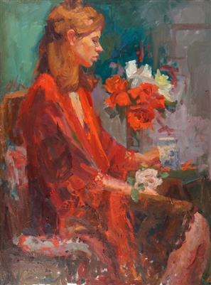 "Sentimental Rose", Figurative Oil Painting by C.M. Cooper