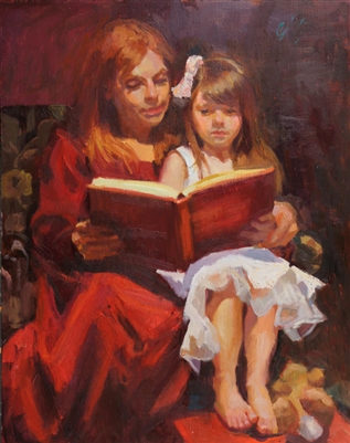 "Bedtime Story", Figurative Oil Painting by C.M. Cooper