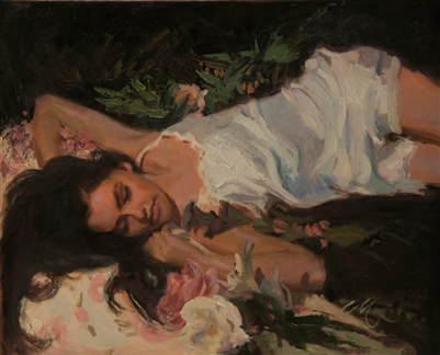 "Midnight Slumber", Figurative Oil Painting by C.M. Cooper