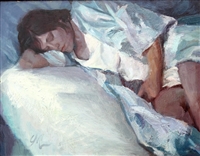 "Blues Day Nap", Figurative Oil Painting by C.M. Cooper