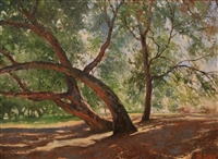 "Old Irvine Park", Impressionist Landscape Oil Painting by Bruce Sanford Day