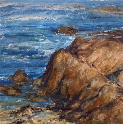 "Between Sea & Sand",  Contemporary Plein Air Seascape Painting by E.E. Jacks