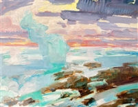 "Inhaling Tides",  Contemporary Abstracted Seascape Painting by E.E. Jacks