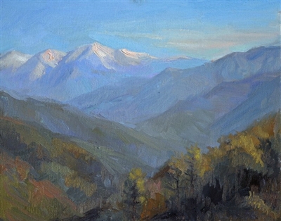 "Snow Capped Mountains", landscape oil painting by Arthur Egeli