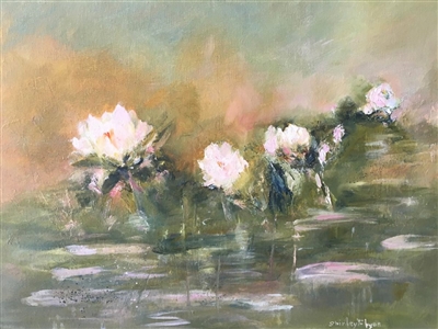 "Shimmering Water Lilies", Shirley Flynn Oil Painting