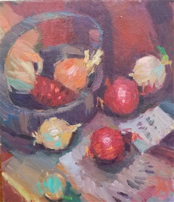 "Still Life With Onions",  Oil Painting by Anna Francone