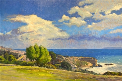 "Southern Coastline On A Windy Day", Richard Humphrey Seascape Oil Painting