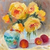 "Yellow Roses With Asian Pot", Still Life Oil Painting by Jennifer Hurley