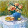 "Roses & Oranges", Still Life Oil Painting by Jennifer Hurley