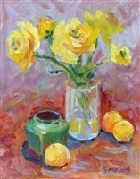 "Golden Hues", Still Life Oil Painting by Jennifer Hurley