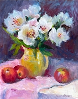 "Alstroemeria & Apples", Still Life Oil Painting by Jennifer Hurley
