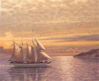 "California", Frank LaLumia Oil Painting of a Cruising Sailboat