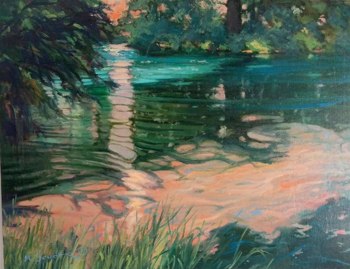 Impressionist oil painting of the interplay of light and color on