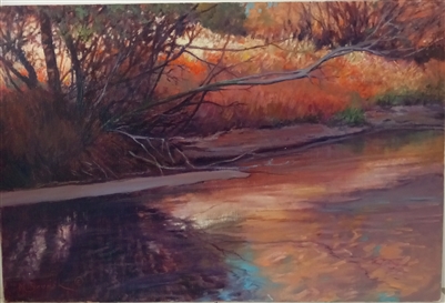 "Sunlit Moment", Martha Saudek Landscape Oil Painting