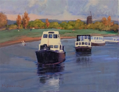"Boat Parade, Holland", Martha Saudek Oil Painting