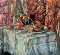 "Country Repast", Beatrice Stuart Oil Painting