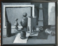 "Study in Gray & Black III", Beatrice Stuart  
Still Life Oil Painting