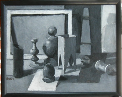 "Study in Gray & Black III", Beatrice Stuart  
Still Life Oil Painting