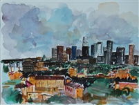 "Buildings of Los Angeles", Zolita Sverdlove (1936-2009) Watercolor Painting