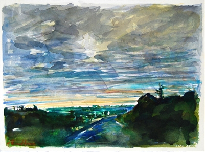 "Big Sky Over L.A.", Zolita Sverdlove (1936-2009) Watercolor Painting