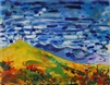 "Hokusai Clouds", Zolita Sverdlove (1936-2009) Contemporary Oil Painting