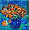 "Marigolds in a Blue Cup", Zolita Sverdlove (1936-2009) Contemporary Oil Painting