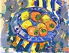 "Lemons, Persimmons, Stripes", Zolita Sverdlove (1936-2009) Still Life Oil Painting