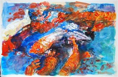 "Koi Pond", Zolita Sverdlove (1936-2009) Contemporary Watercolor Painting