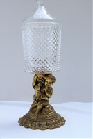 Mid-Century Glass Compote on Cherub Brass Base