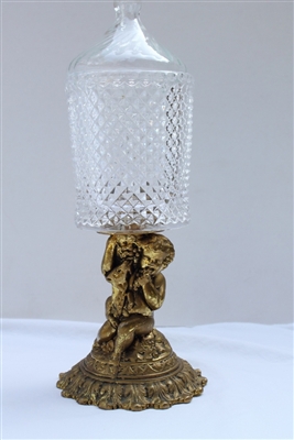 Mid-Century Glass Compote on Cherub Brass Base