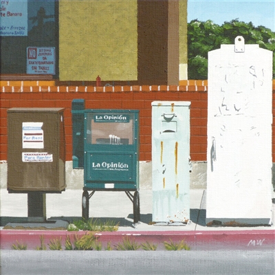 "La Opinion",  Original Urban Scene Painting by Michael Ward