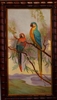 "Parrots", Original Vintage Oil Painting Circa 1920s