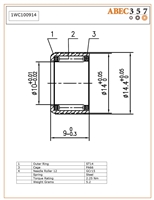 1WC100914, 10x14x9 MM, Industrial one way bearings, Fishing Reel one way bearings.