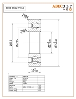 6003 ZRO2 T9 LD, 17x35x10 mm, KIT7672, ABEC357, Full Ceramic, Zirconia ZrO2 Inner/Outer/Balls, PTFE Retainer, Open, Lube Dry.