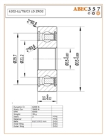 6202-LL/T9/C3 LD ZRO2, 15x35x11 MM, KIT8922, ABEC357, Full Ceramic, Zirconia ZrO2 Inner/Outer/Balls, PTFE Retainer, PTFE Seals, C3 Fit, Lube Dry.